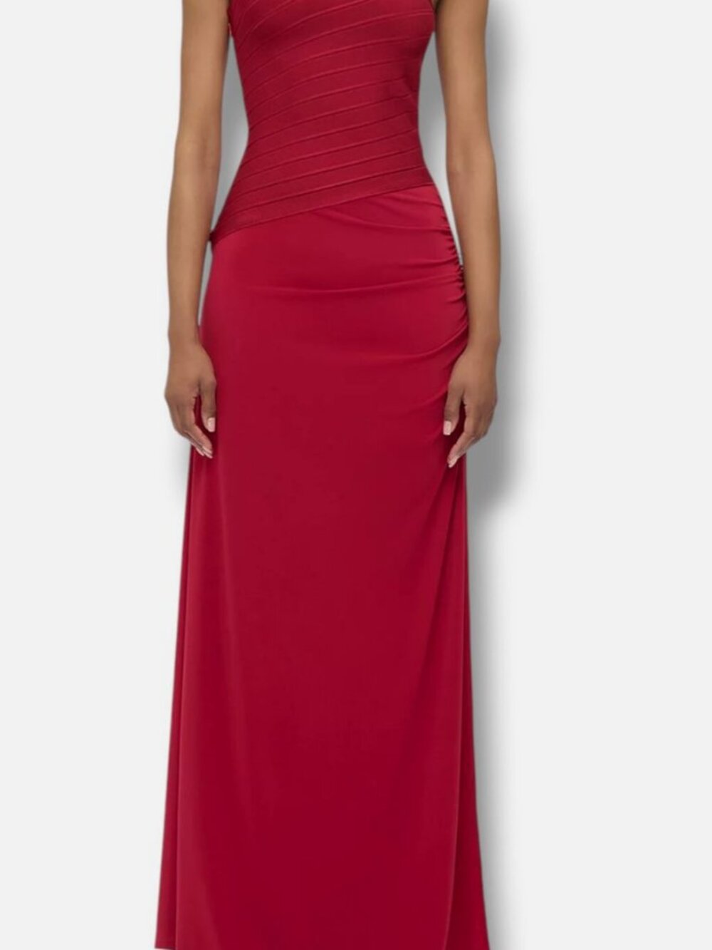 Herve Leger Women's Red Camellia Gown Dress Size S
